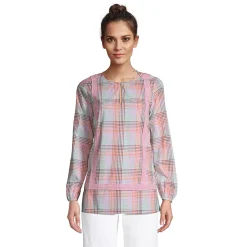 Women's Cotton Long Sleeve Split Neck Tunic Top