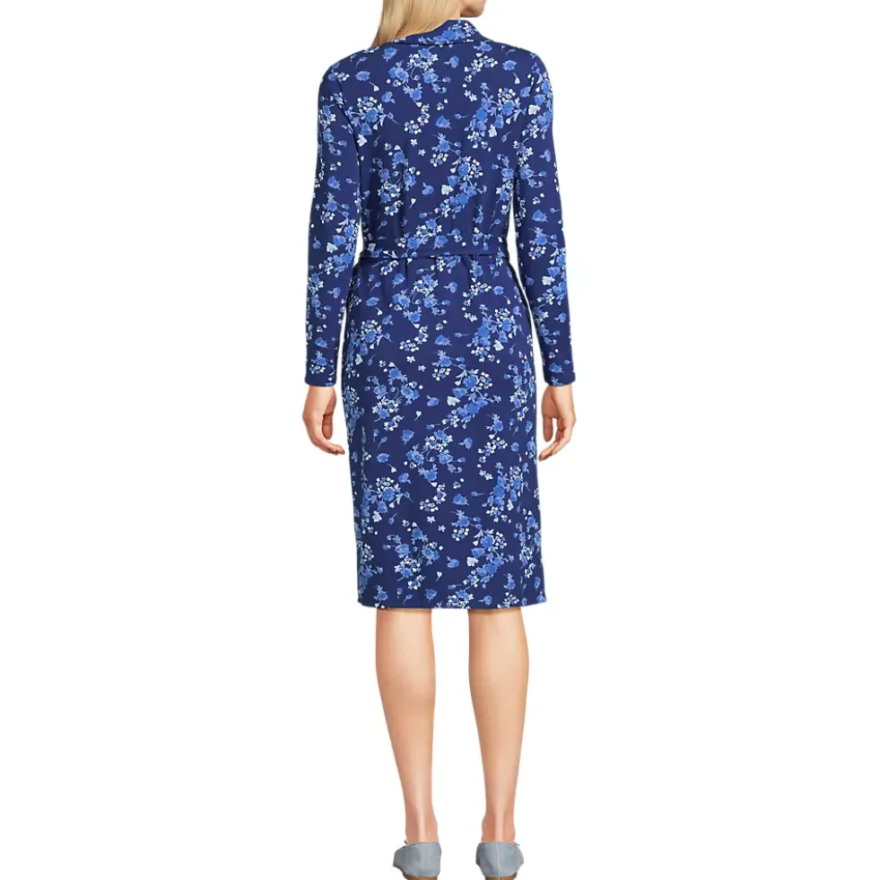 Women's Cotton Modal Collared Wrap Dress
