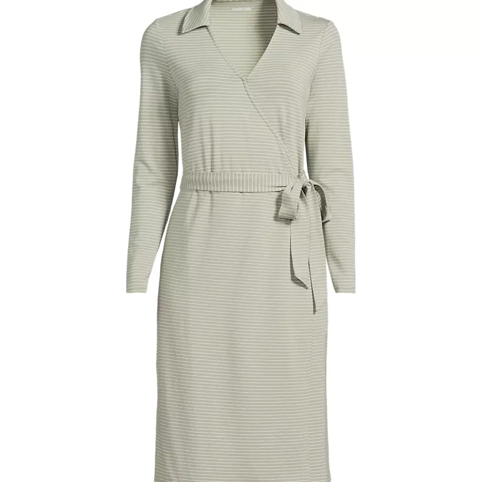 Women's Cotton Modal Collared Wrap Dress