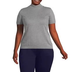 Women's Cotton Modal Half Sleeve Mock Neck Pullover Sweater