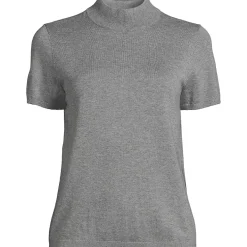 Women's Cotton Modal Half Sleeve Mock Neck Pullover Sweater