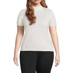 Women's Cotton Modal Half Sleeve Mock Neck Pullover Sweater