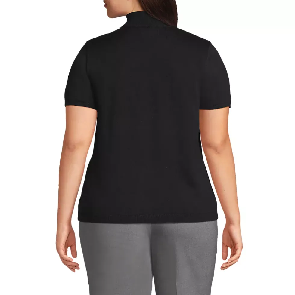 Women's Cotton Modal Half Sleeve Mock Neck Pullover Sweater