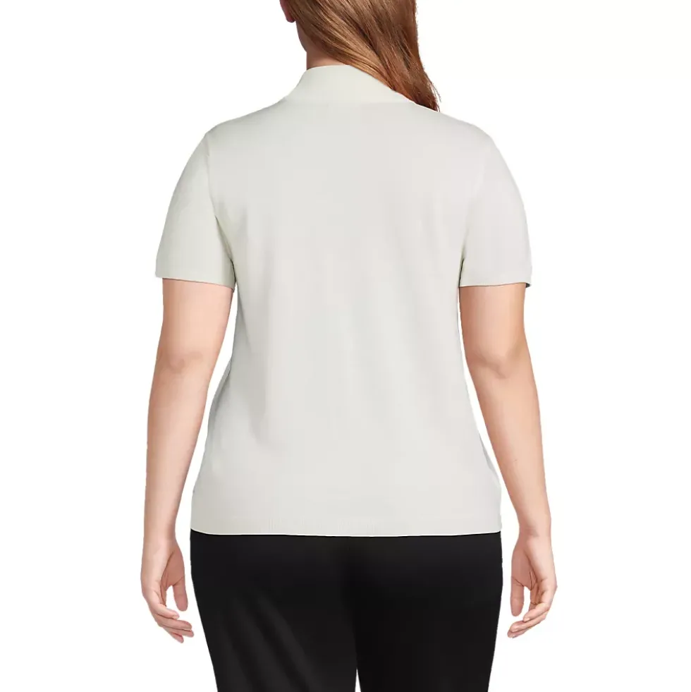Women's Cotton Modal Half Sleeve Mock Neck Pullover Sweater