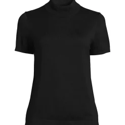 Women's Cotton Modal Half Sleeve Mock Neck Pullover Sweater