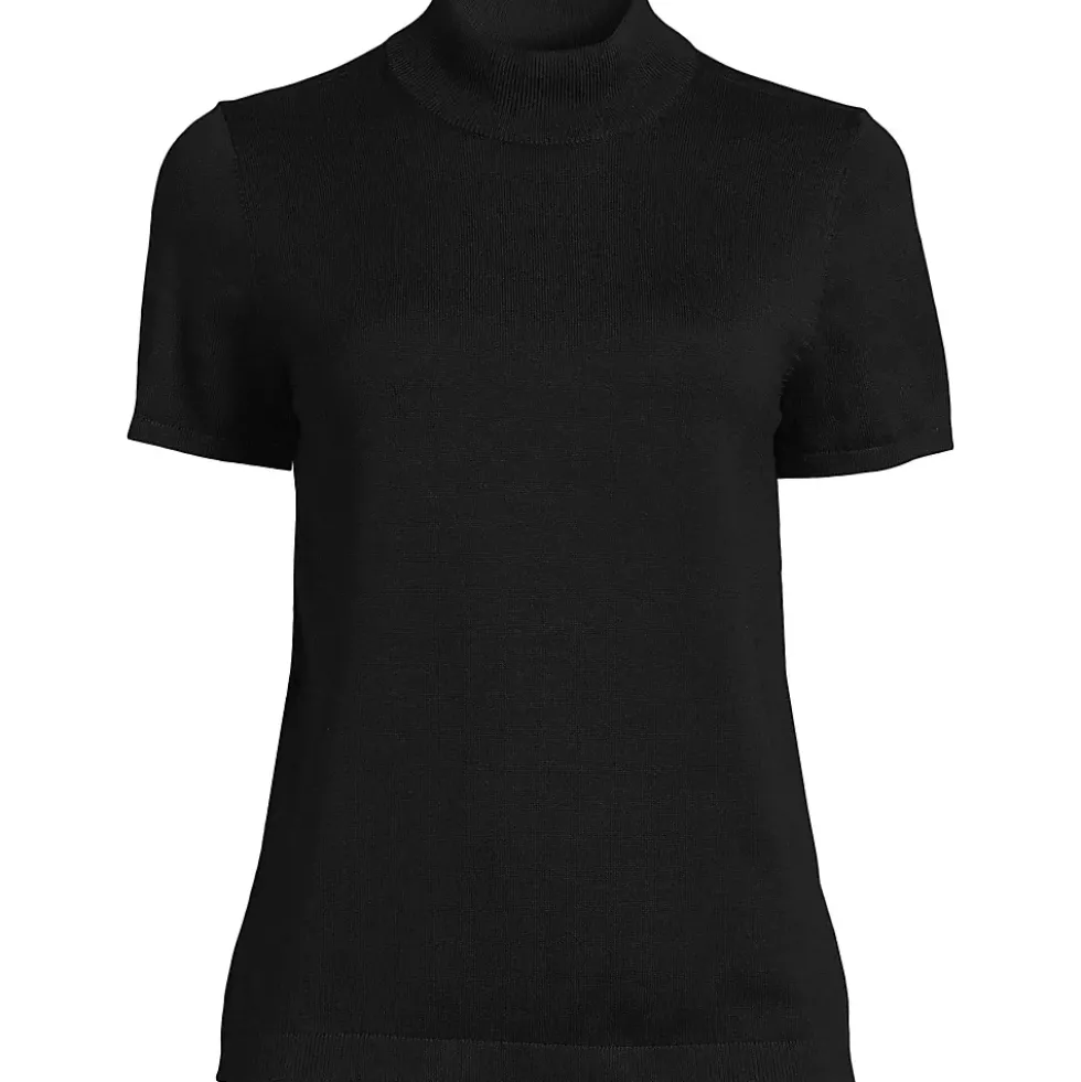 Women's Cotton Modal Half Sleeve Mock Neck Pullover Sweater