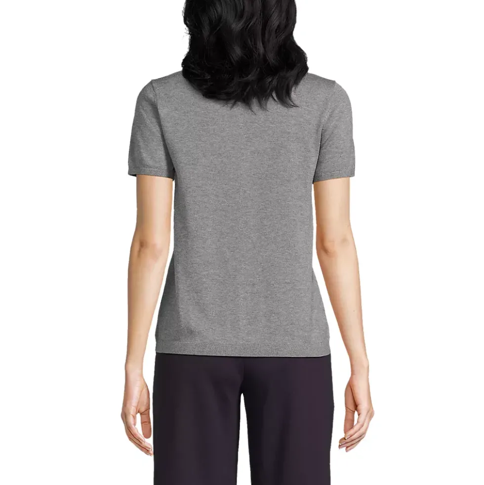 Women's Cotton Modal Half Sleeve Mock Neck Pullover Sweater