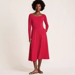 Women's Cotton Modal Off Shoulder Midi Dress