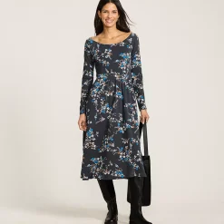 Women's Cotton Modal Off Shoulder Midi Dress