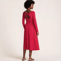 Women's Cotton Modal Off Shoulder Midi Dress