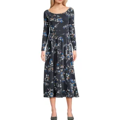 Women's Cotton Modal Off Shoulder Midi Dress