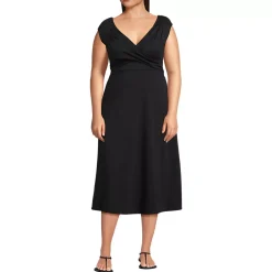 Women's Cotton Modal Off the Shoulder Wrap Midi Dress