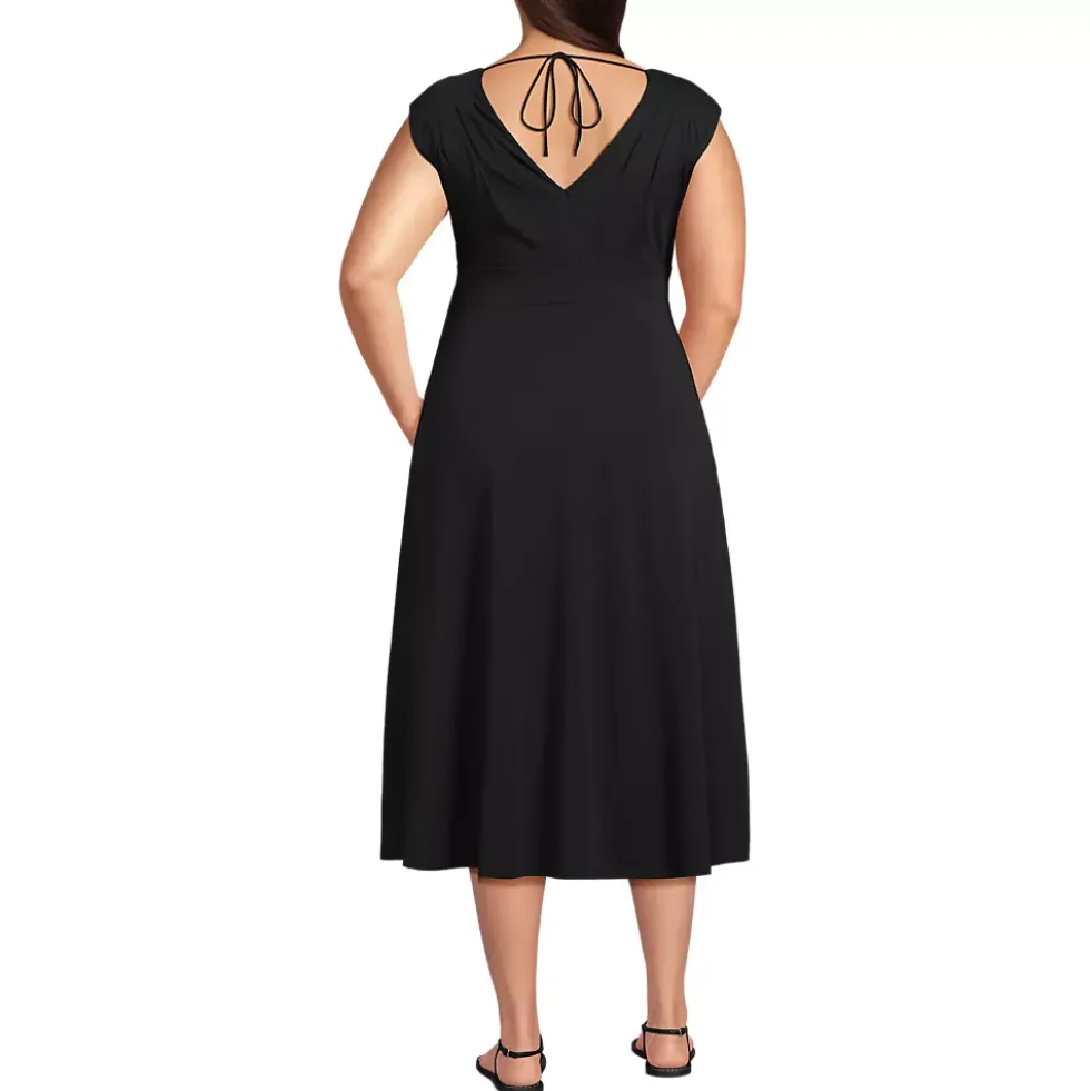 Women's Cotton Modal Off the Shoulder Wrap Midi Dress