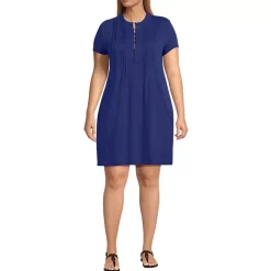 Women's Cotton Modal Pintuck Short Sleeve Dress
