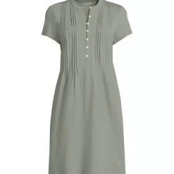 Women's Cotton Modal Pintuck Short Sleeve Dress