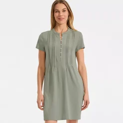 Women's Cotton Modal Pintuck Short Sleeve Dress
