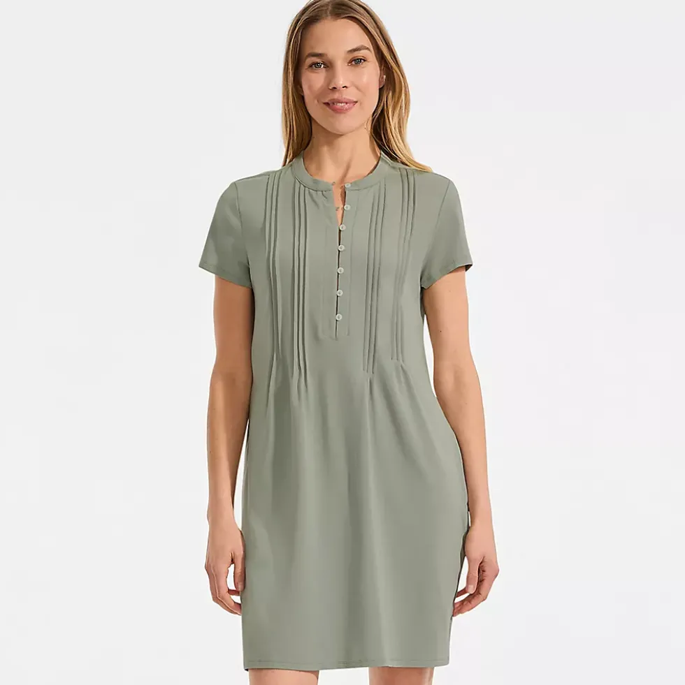 Women's Cotton Modal Pintuck Short Sleeve Dress