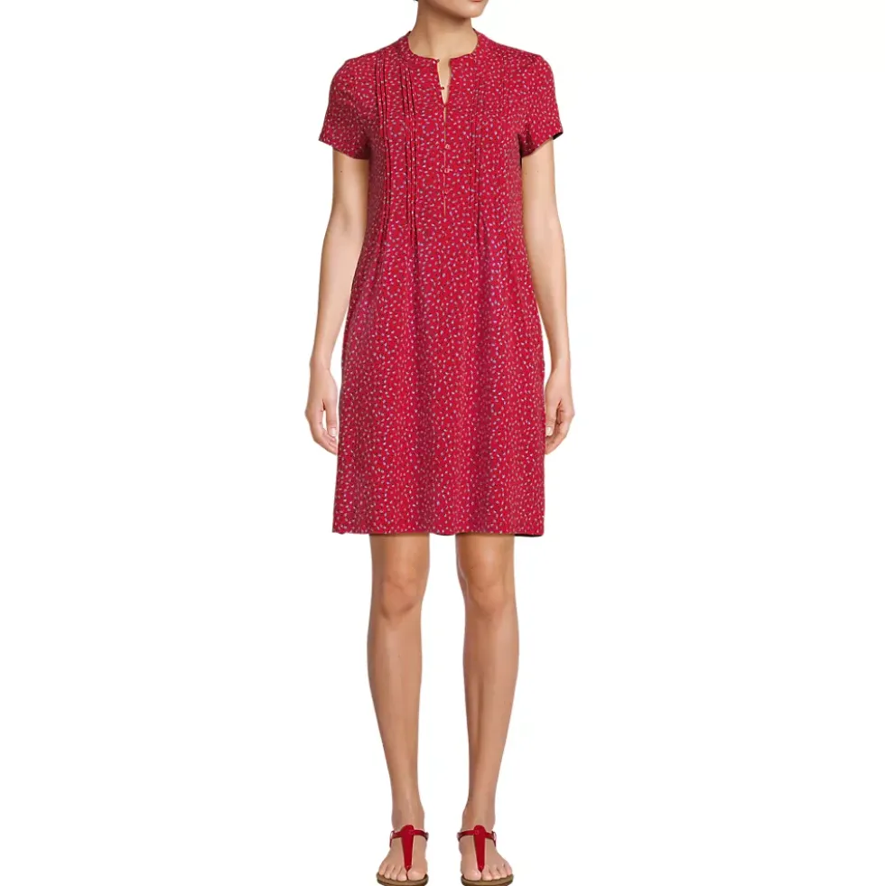 Women's Cotton Modal Pintuck Short Sleeve Dress