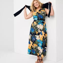 Women's Cotton Modal Sleeveless Tie Waist Maxi Dress