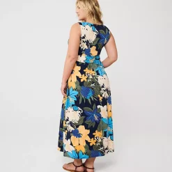 Women's Cotton Modal Sleeveless Tie Waist Maxi Dress