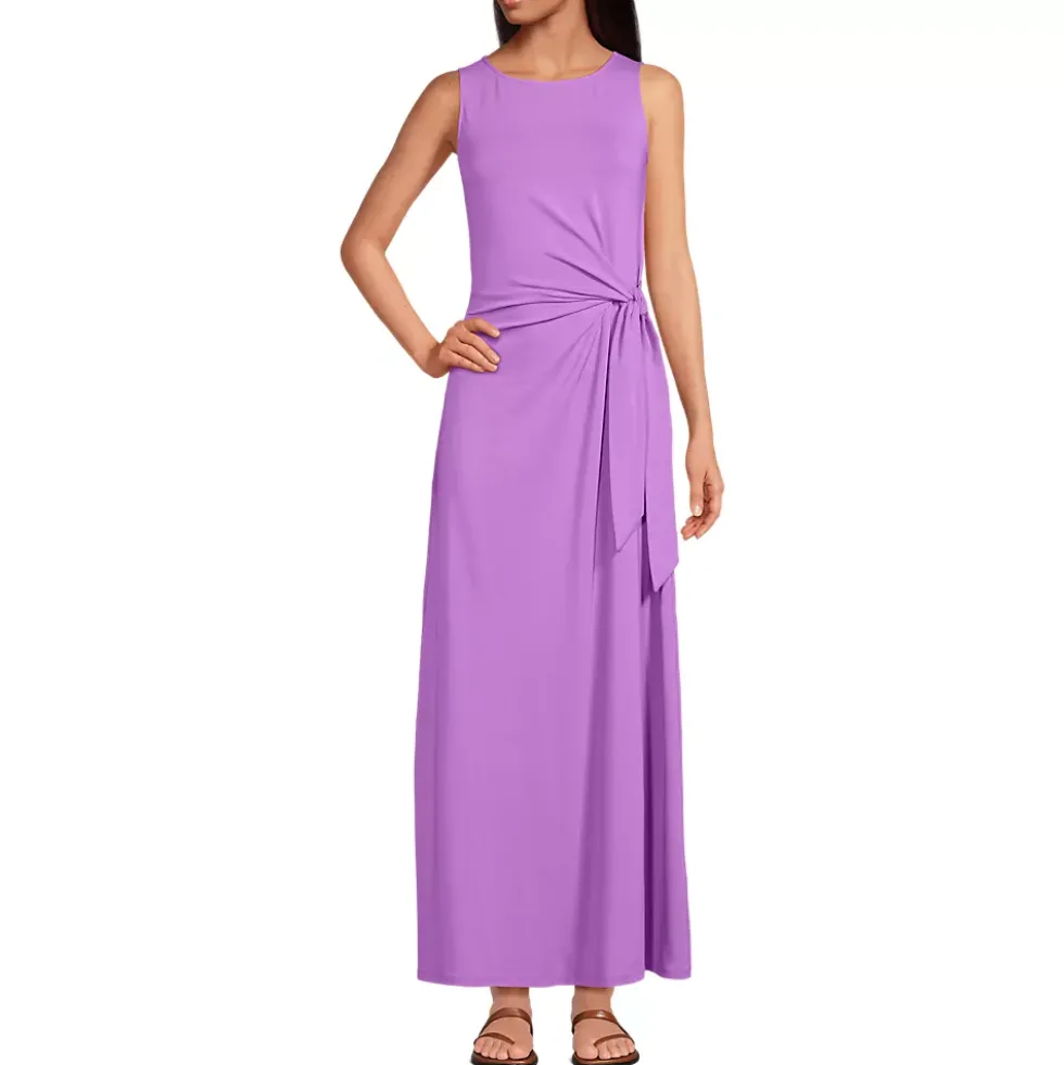 Women's Cotton Modal Sleeveless Tie Waist Maxi Dress