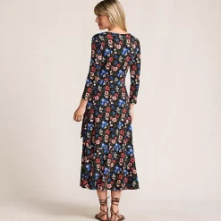 Women's Cotton Modal 3/4 Sleeve Vneck Wrap Dress