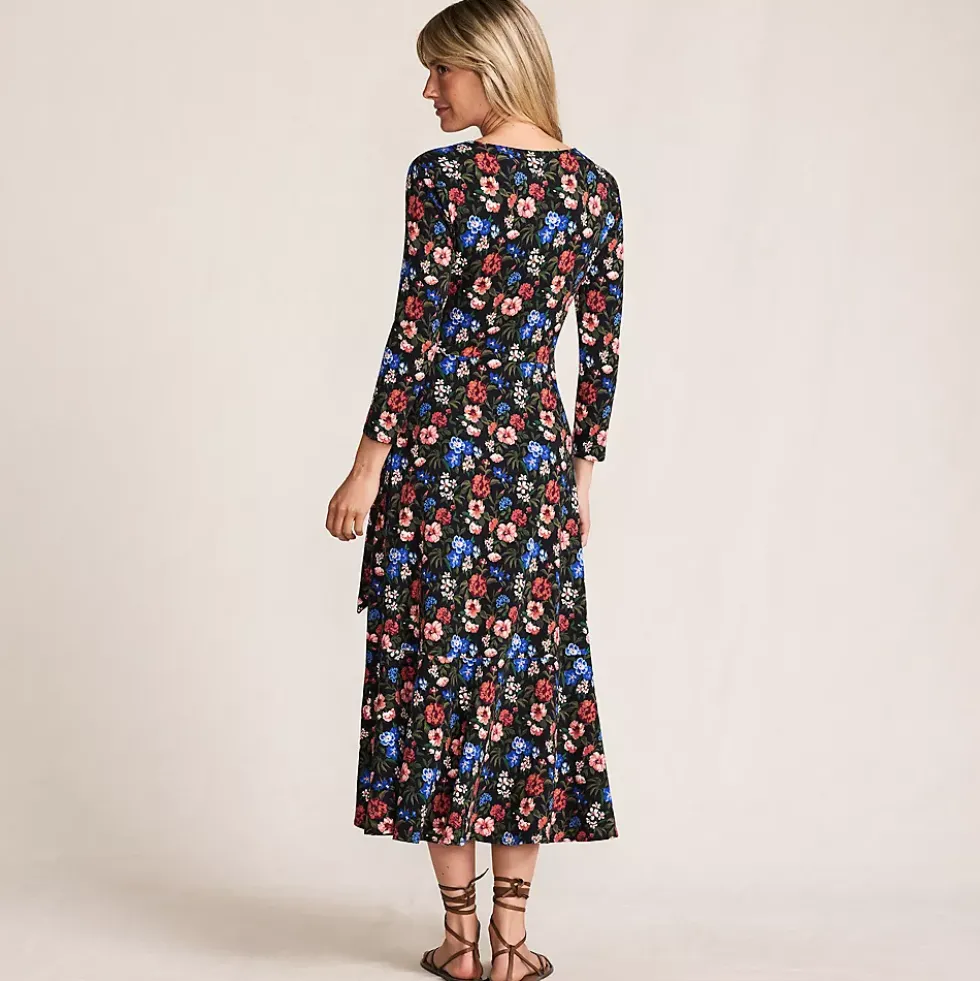 Women's Cotton Modal 3/4 Sleeve Vneck Wrap Dress