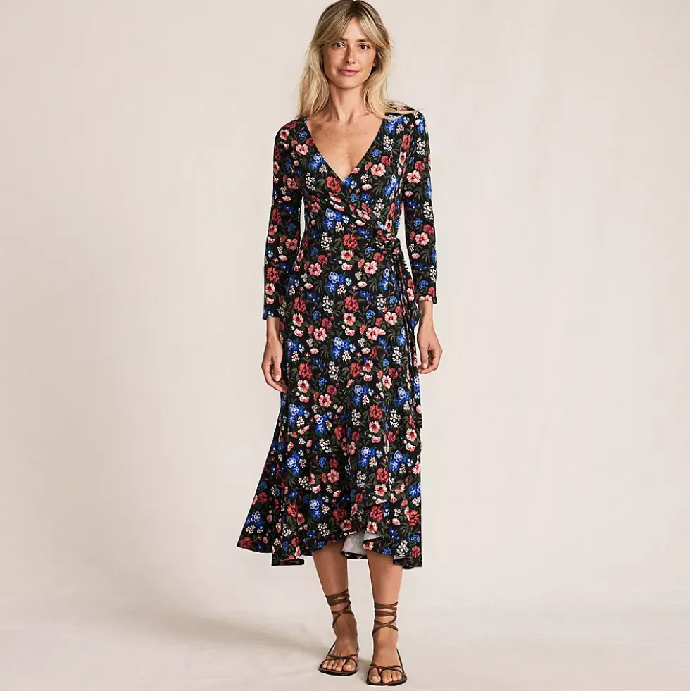 Women's Cotton Modal 3/4 Sleeve Vneck Wrap Dress