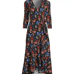 Women's Cotton Modal 3/4 Sleeve Vneck Wrap Dress