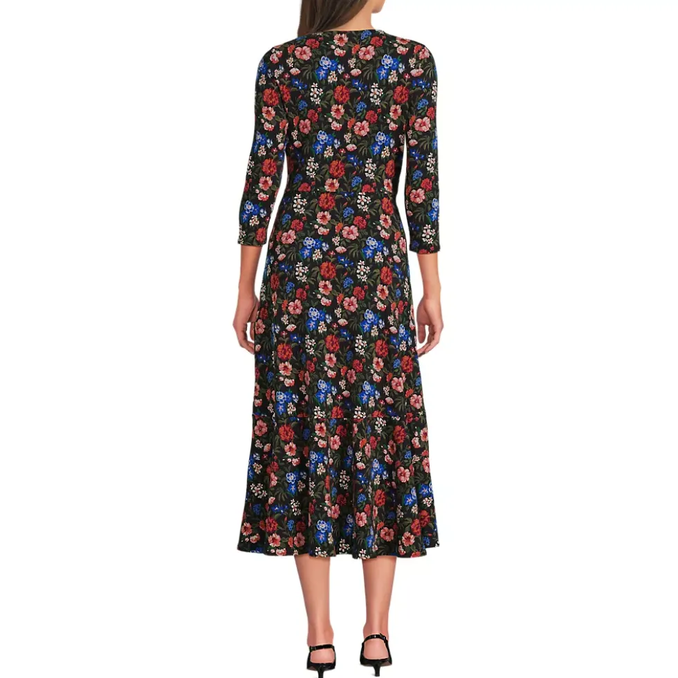 Women's Cotton Modal 3/4 Sleeve Vneck Wrap Dress