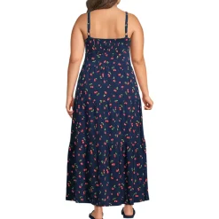 Women's Cotton Modal Twist Front Tiered Maxi Dress