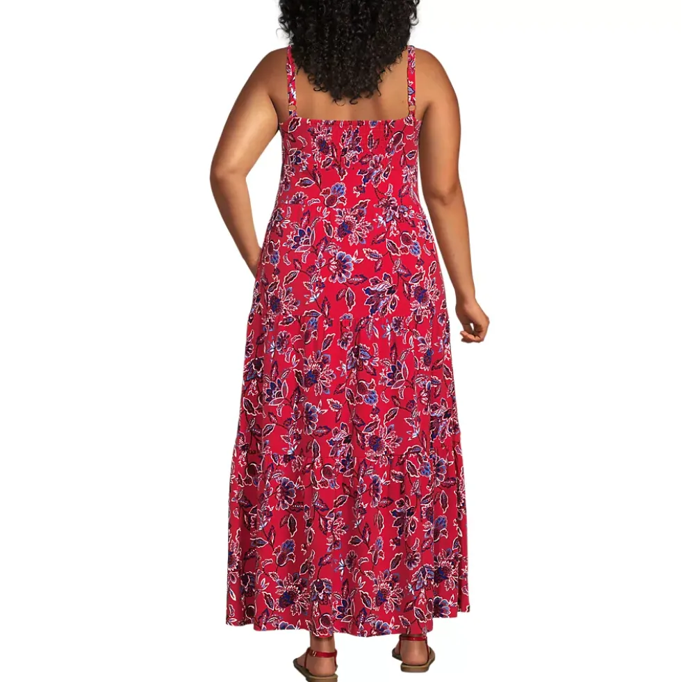 Women's Cotton Modal Twist Front Tiered Maxi Dress
