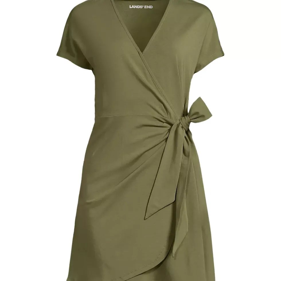 Women's Cotton Modal V Neck Mini Wrap Dress