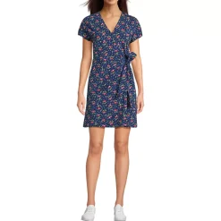 Women's Cotton Modal V Neck Mini Wrap Dress