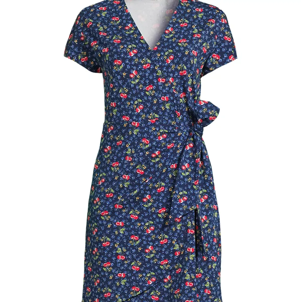 Women's Cotton Modal V Neck Mini Wrap Dress