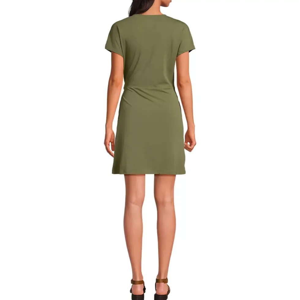 Women's Cotton Modal V Neck Mini Wrap Dress