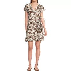 Women's Cotton Modal V Neck Mini Wrap Dress