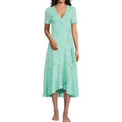 Women's Cotton Modal Vneck Wrap Midi Dress