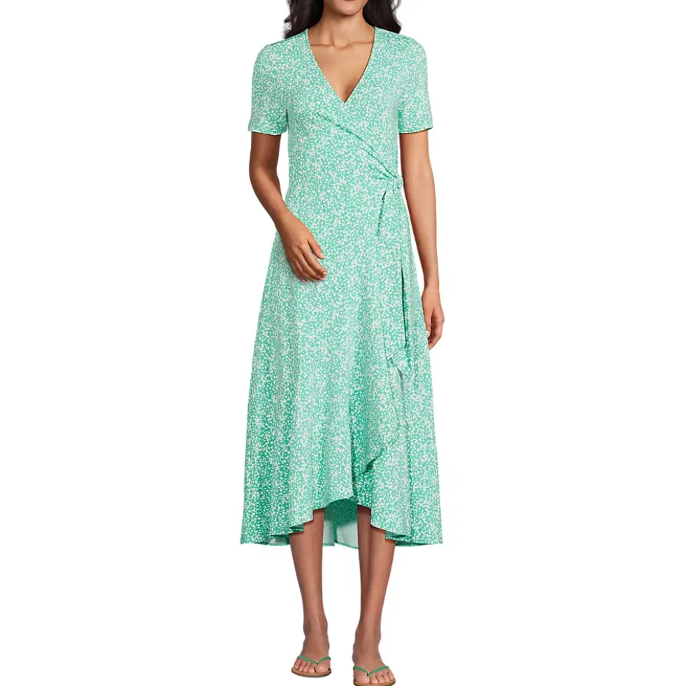 Women's Cotton Modal Vneck Wrap Midi Dress