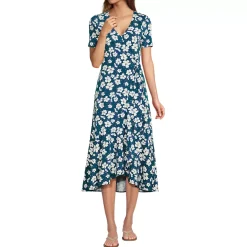 Women's Cotton Modal Vneck Wrap Midi Dress