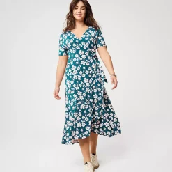Women's Cotton Modal Vneck Wrap Midi Dress