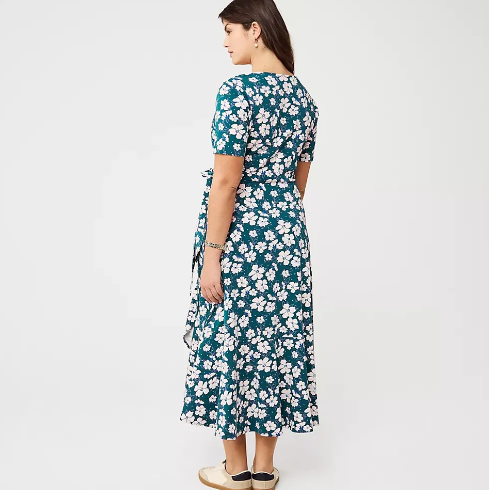 Women's Cotton Modal Vneck Wrap Midi Dress