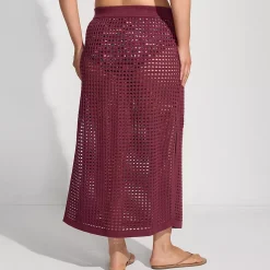 Women's Cotton Open Knit Maxi Swim Cover-up Skirt