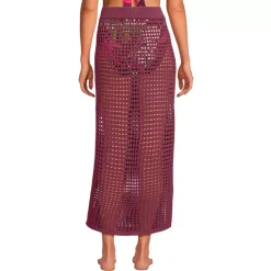 Women's Cotton Open Knit Maxi Swim Cover-up Skirt