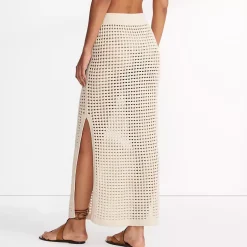 Women's Cotton Open Knit Maxi Swim Cover-up Skirt