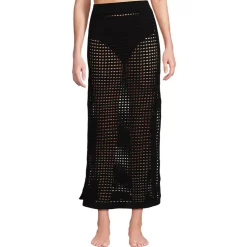 Women's Cotton Open Knit Maxi Swim Cover-up Skirt