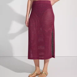 Women's Cotton Open Knit Maxi Swim Cover-up Skirt