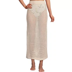 Women's Cotton Open Knit Maxi Swim Cover-up Skirt