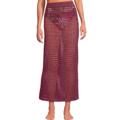 Women's Cotton Open Knit Maxi Swim Cover-up Skirt