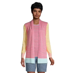 Women's Cotton Open Long Cardigan Sweater - Stripe